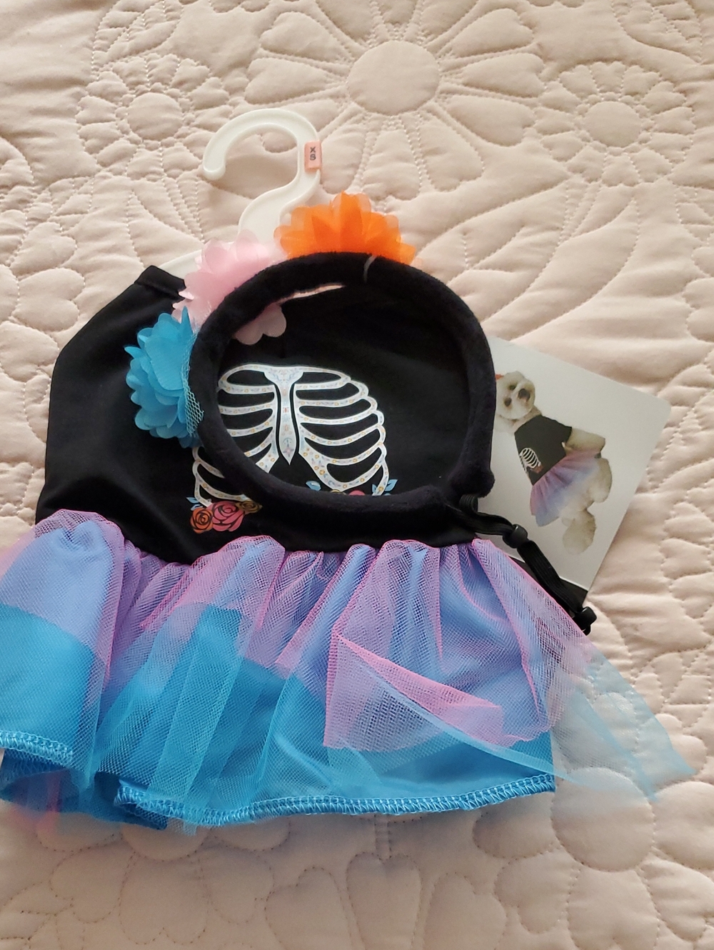 Girls Black Skeleton Tutu Costume with Pink, Blue & Purple Tulle